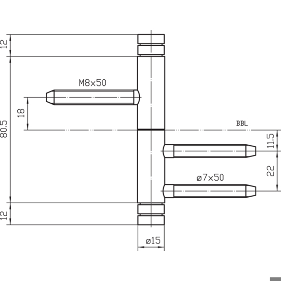 SIMONSWERK Türband Design V 3420 WF BASIC - Ø15mm - Stahl vernickelt matt | Einbohrband