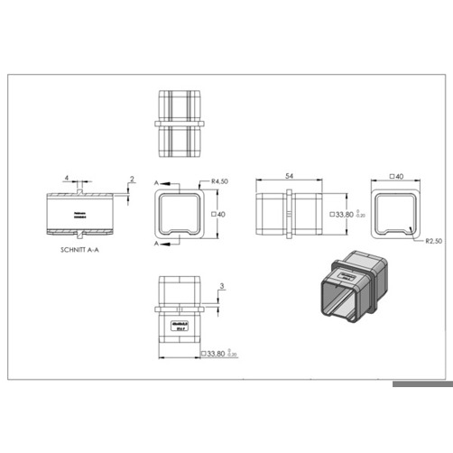 V4A Verbindungsstück für Rohr 40x40x3 mm – Hochwertige Verbindungselemente