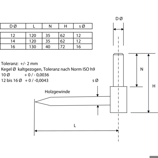Einschraubkegel 12 mm - Pulverbeschichteter Stahl in Schwarz (RAL 9005)