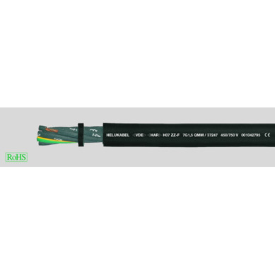 Spezial-Elastomer Steuerleitung H07ZZ-F - 7G 1,5 mm² | AWG 16 | Ungeschirmt | Schwarz