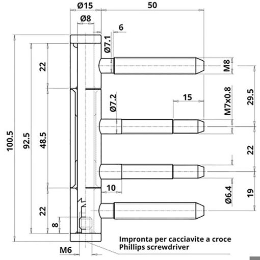 3-teiliges Einbohrband Typ 335 - Ø 15 mm - Schwarzer Stahl (RAL 9005, Matt)