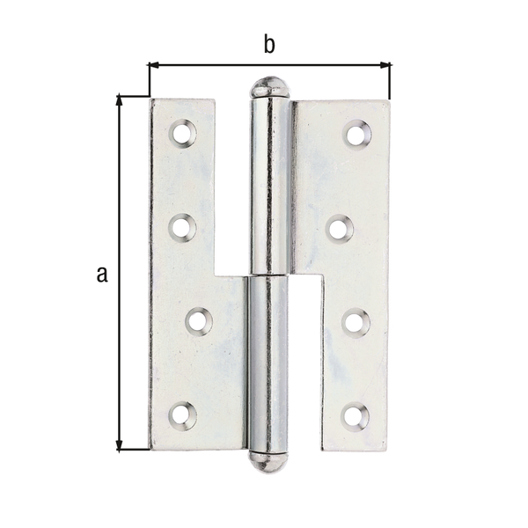 Aushebescharnier links - Sendzimirverzinkt - 120 x 88 mm - Aufsatzband