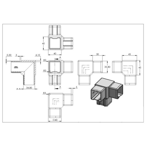 Rohr-Verbindungsstück 40x40x2mm | Edelstahl V2A - Ideal für robuste Verbindungen