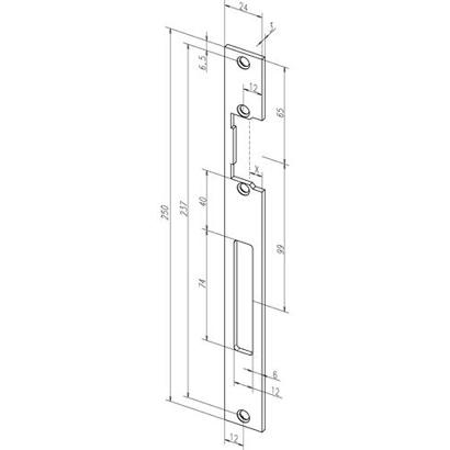 ASSA ABLOY Flachschließblech 69036 - Edelstahl Matt, B 24 x L 250mm