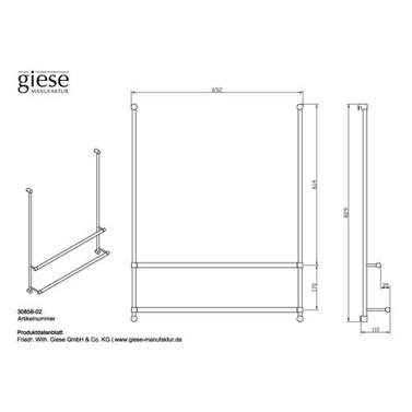 GIESE SERVER III Duschwand-Badetuchhalter 650 mm - Nr. 30858, verchromt