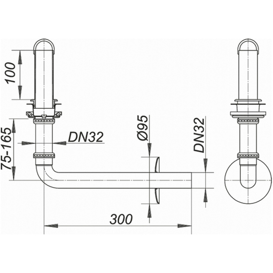 Dallmer Anschlussbogen 320 PC CR 1" 14xDN 32 - Tauchr. Standrohrventil 140333 | Standrohr Duschwanne