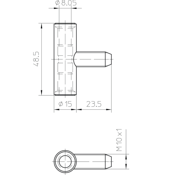 SIMONSWERK Einbohrband Türband-Rahmenteil V 4700 WF | Band Ø 15 mm | M10x1 | Vernickelter Stahl