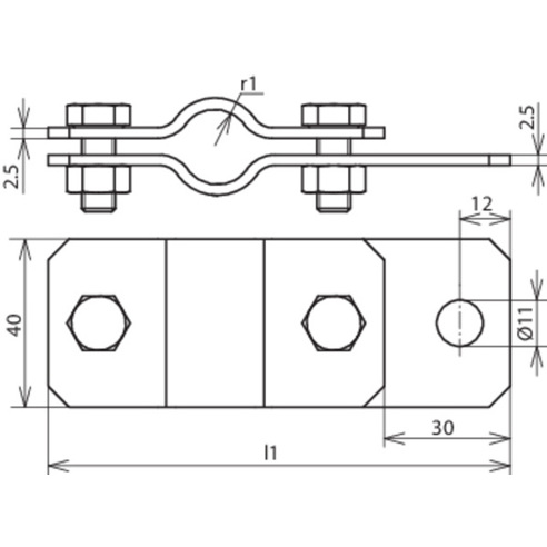 Erdungsrohrschelle 55mm mit Anschlussbohrung 11mm aus NIRO