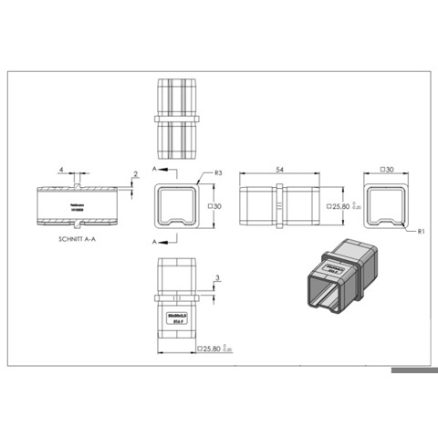 V4A Verbindungsstück für Rohr 30x30x2mm - Hochwertiges Rohrverbindungsstück