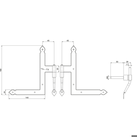 HALCÖ Fensterwinkelband Fulp - 190 x 140 mm - Verzinkter Stahl in Schwarz (passiviert)