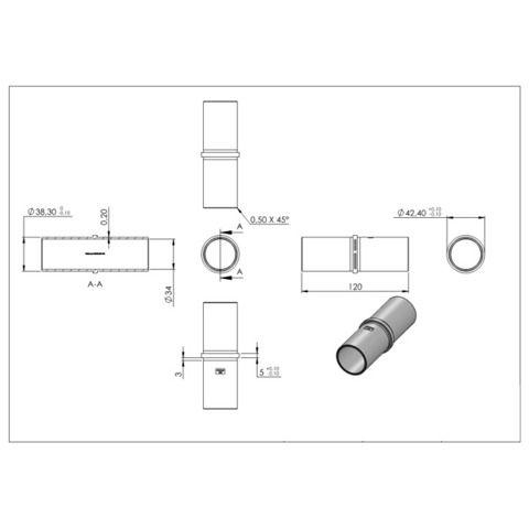 Rohrverbindungsstück 42,4 x 2,0 mm - Hochwertige Verbindungslösung