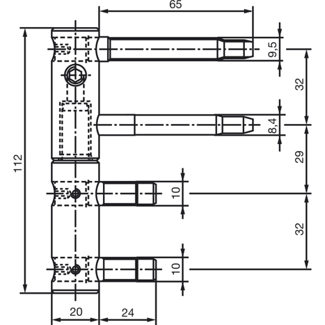Stahlzargenband 3-DIM 2-teilig mit Aushängesicherung - Ø 20mm, Höhe 112mm, Silber