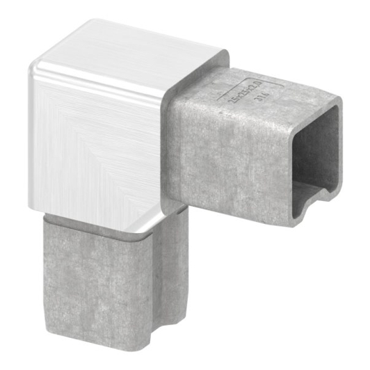 90° Verbindungsstück für Rohr 25x25x2mm | V4A Edelstahl