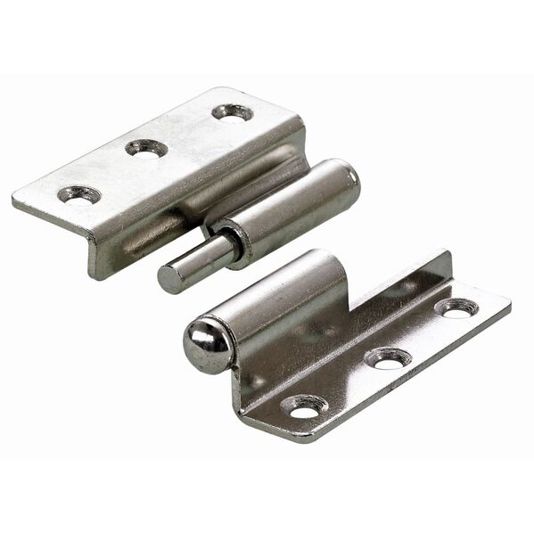 Aufsatzband &#39;Gekröpftes Möbelband Links&#39; | 50 x 38 x 1,5 mm | Vernickelter Stahl