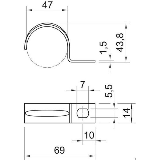 47mm Einlappige Befestigungsschelle aus galvanisch verzinktem Stahl