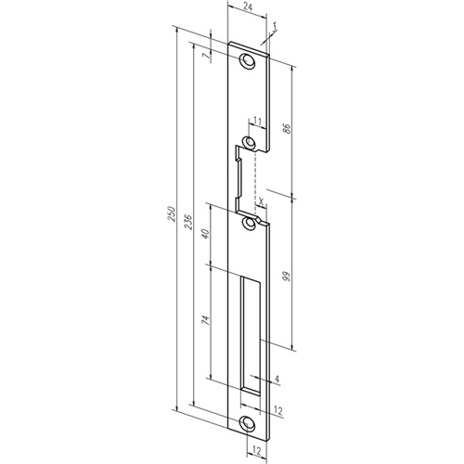 ASSA ABLOY Flachschließblech 338 - Edelstahl matt, käntig - Breite 24 mm x Länge