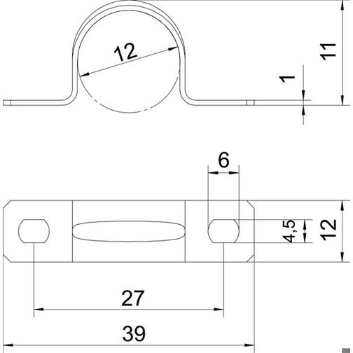 Edelstahl Befestigungsschelle 12mm - Rostfrei A4 1.4571, zweilappig, nachbehandelt