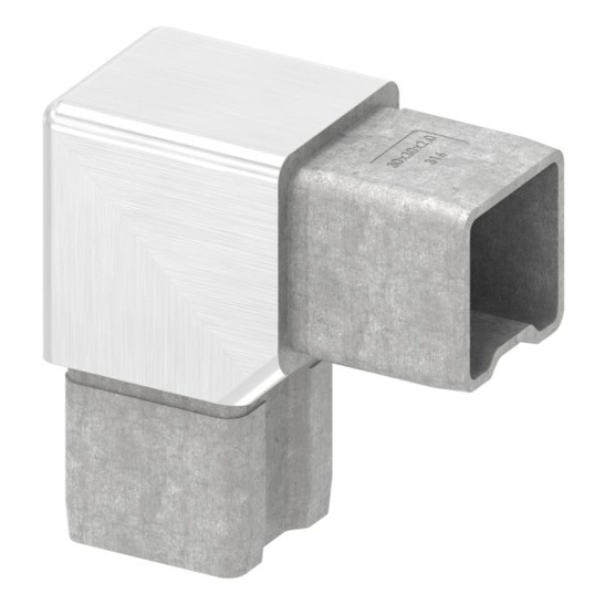 90° Verbindungsstück für 30x30x2mm Rohre - V4A