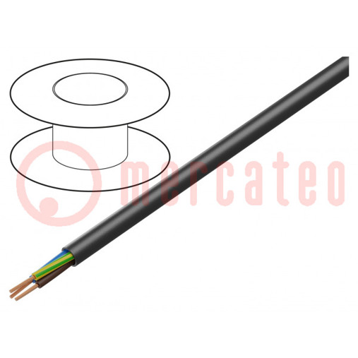 H03VV-F Leitung - 3x1mm² Rundkabel, PVC, Schwarz, 300V, Cu