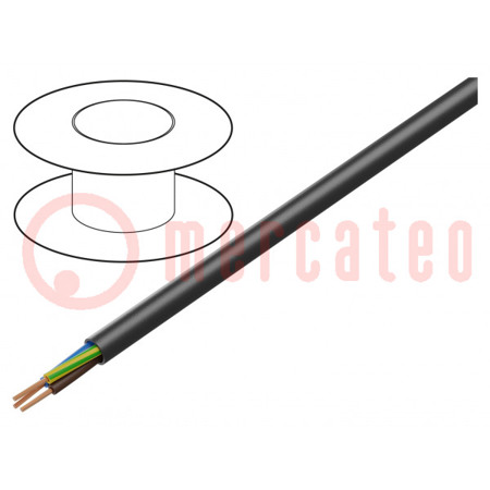 H03VV-F 3x1,5mm² Runde Leitung - Kupfer, PVC, Schwarz, 300V