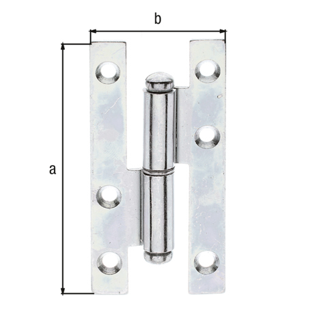 Rechts Aushebescharnier Sendvz. - LxB 94x45 mm | Aufsatzband