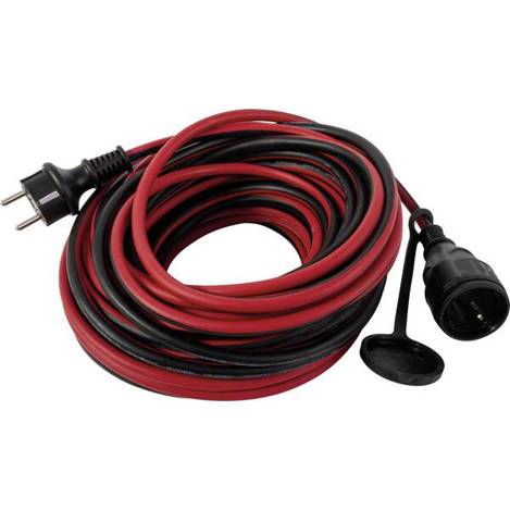 REV 0017050614 – 5m Strom Verlängerungskabel 16A, H05RR-F, 3-fach, 1,5mm², Rot/Schwarz