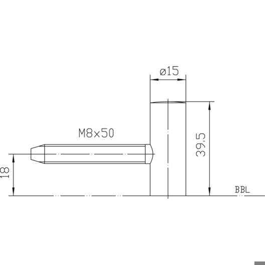 SIMONSWERK VARIANT V 0020 Türband-Flügelteil | Ø 15 mm | Edelstahl Einbohrband