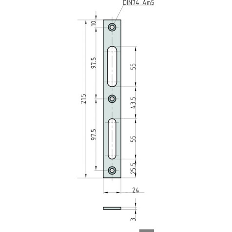 BASI Flachschließblech FLB 946 - Edelstahl - Känftig - 215 x 24 x 3 mm - Rechts/Links verwendbar - 9501-0001