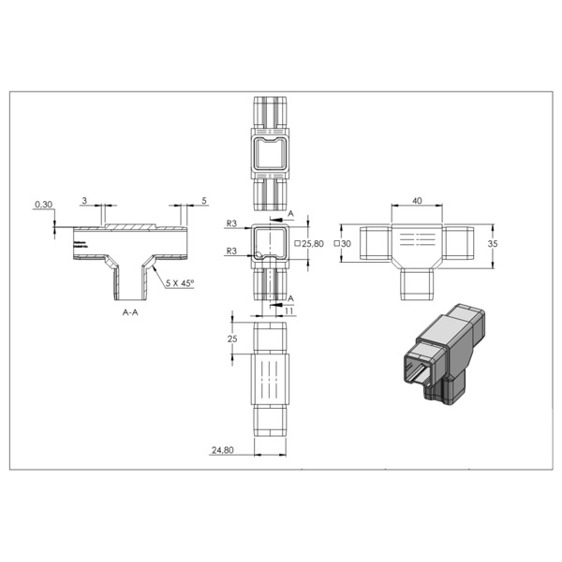 V4A Verbindungsstück für Rohr 30x30x2mm - Hochwertige Rohrverbindung