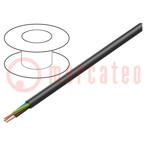 H03VV-F Leitungen - 3x0,75mm² Rundkabel, Cu, PVC, Schwarz
