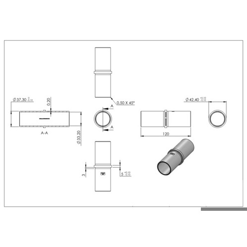 Verbindungsstück für Rohr 42,4 mm x 2,5 mm – Hochwertige Verbindungslösung