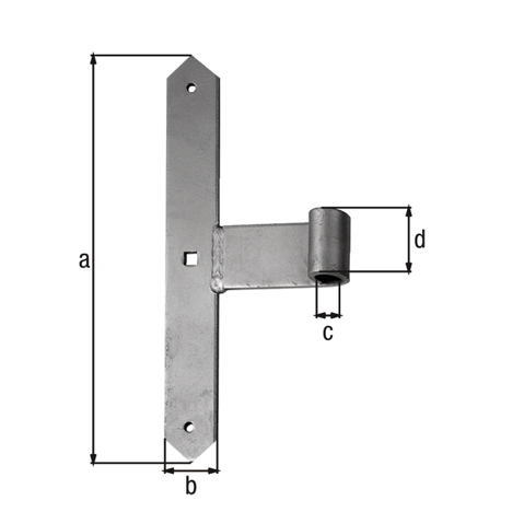 Tor-Mittelband - Spitzabschluss - Feuerverzinkt - HxB 300x40 mm - Rolle Ø16 mm