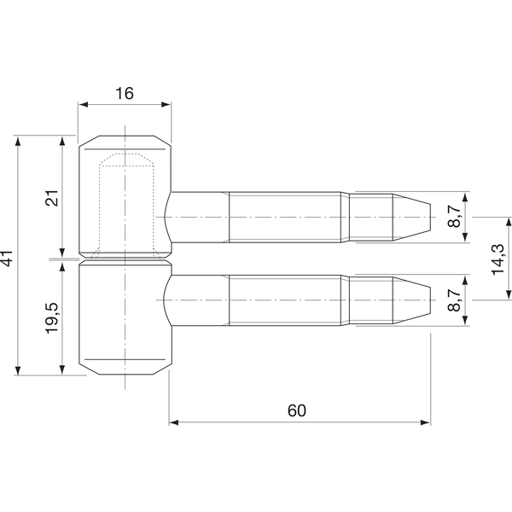SFS Einbohrband für Futtertüren - 16 mm - Schwarz beschichteter Stahl